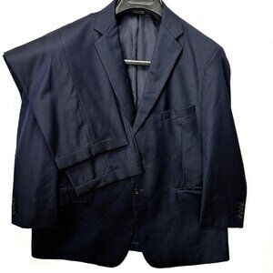 Southwick Size 51 R 51R Navy Blue Pinstripe Wool 2 Piece Suit 2 Pair Pants 42x28